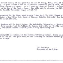 Announcements, 1976-05-03. ...