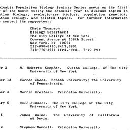 Schedules, Population Biolo...