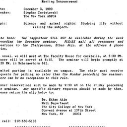 Announcements, 1990-12-03. ...