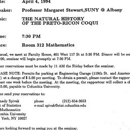 Announcements, 1994-04-04. ...