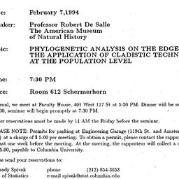 Announcements, 1994-02-07. ...