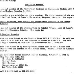 Announcements, 1981-11-09. ...