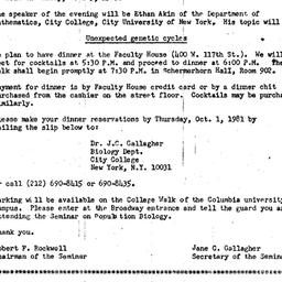 Announcements, 1981-10-05. ...