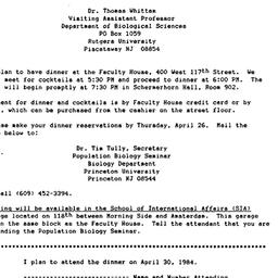 Announcements, 1984-04-30. ...