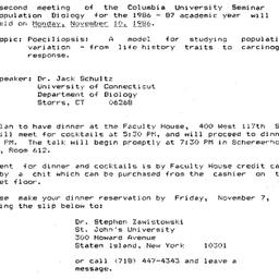 Announcements, 1986-11-10. ...