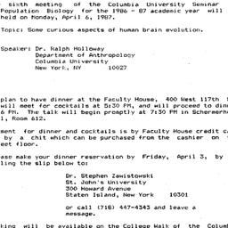 Announcements, 1987-04-06. ...