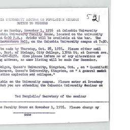 Announcements, 1976-11-01. ...