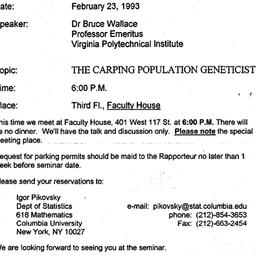 Announcements, 1993-02-23. ...