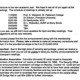 Announcements, 1992-10-16. ...