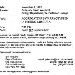 Announcements, 1992-11-09. ...