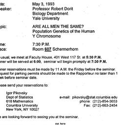 Announcements, 1993-05-03. ...