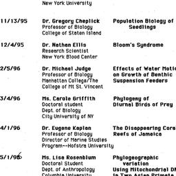 Schedules, Population Biolo...