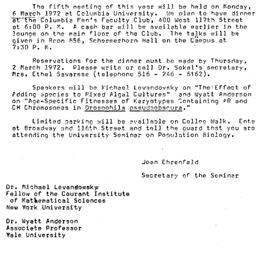 Announcements, 1972-02-16. ...