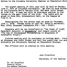 Announcements, 1972-05-16. ...