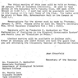 Announcements, 1971-12-16. ...