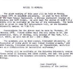 Announcements, 1975-03-03. ...