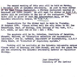 Announcements, 1974-11-04. ...