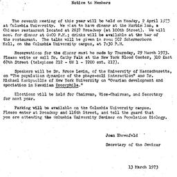 Announcements, 1973-04-02. ...