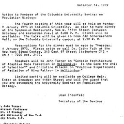 Announcements, 1972-12-14. ...