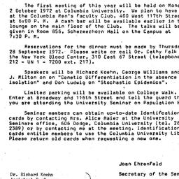Announcements, 1972-09-15. ...