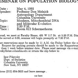 Announcements, 1992-05-04. ...