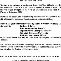 Announcements, 1985-10-07. ...