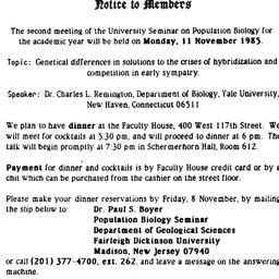 Announcements, 1985-11-11. ...