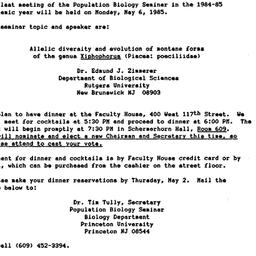 Announcements, 1985-05-06. ...