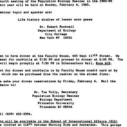 Announcements, 1985-02-04. ...