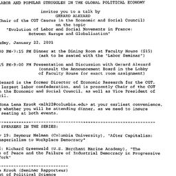 Announcements, 2001-01-08. ...