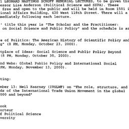 Announcements, 2000-10-16. ...