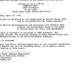 Announcements, 2001-04-05. ...