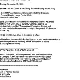 Announcements, 1999-11-02. ...