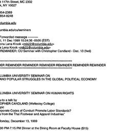 Announcements, 1999-12-14. ...