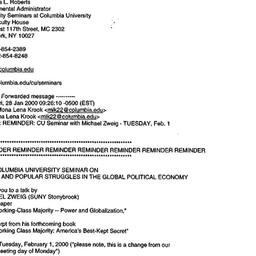 Announcements, 2000-02-07. ...