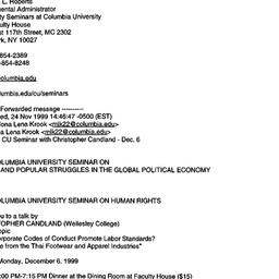 Announcements, 1999-12-02. ...