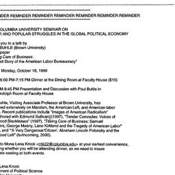 Announcements, 1999-10-13. ...