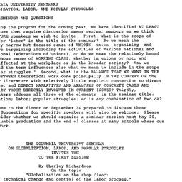 Announcements, 2001-09-17. ...