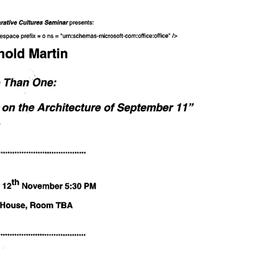 Announcements, 2001-10-26. ...