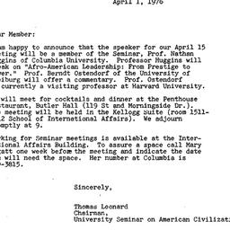 Announcements, 1976-04-01. ...