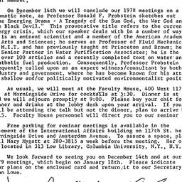 Announcements, 1978-11-30. ...