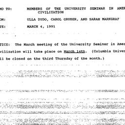 Announcements, 1991-03-04. ...