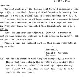 Announcements, 1964-04-01. ...