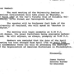 Announcements, 1969-03-05. ...