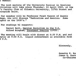 Announcements, 1969-04-07. ...