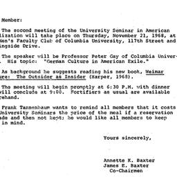 Announcements, 1968-11-11. ...