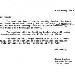 Announcements, 1969-02-03. ...