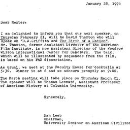 Announcements, 1974-01-28. ...