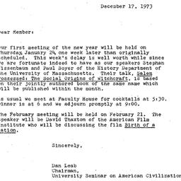 Announcements, 1973-12-17. ...