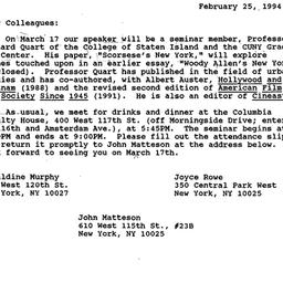 Announcements, 1994-02-25. ...